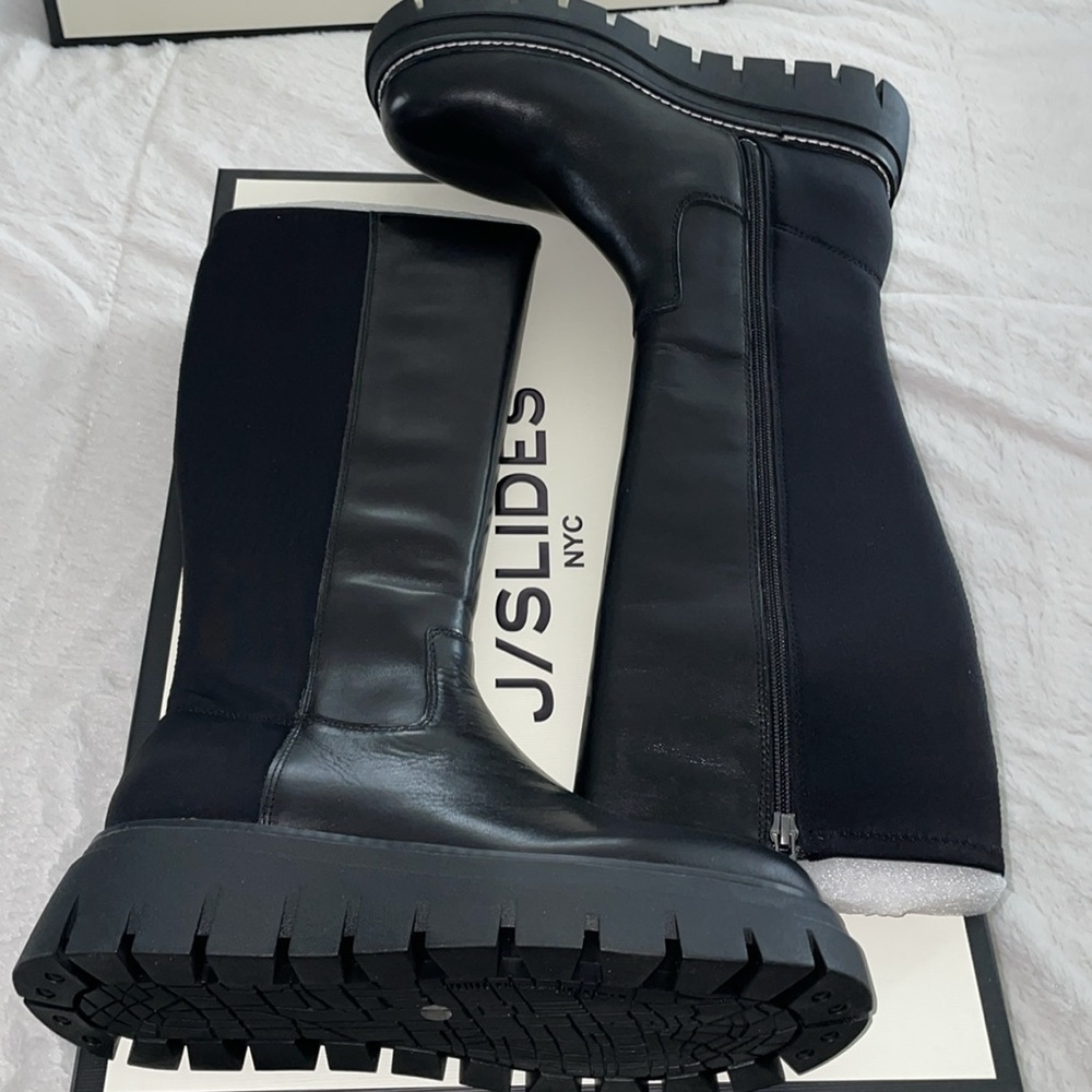NWT J/SLIDES TYRONE Black Leather Knee High Boot - Picture 9 of 12